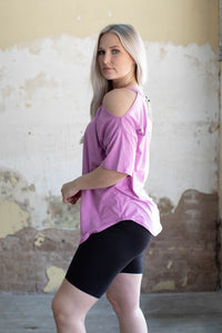 SHOULDER CUT OUT SHORT SLEEVE TEE