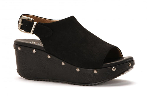 Black Wedge Shoe with side Studs
