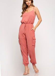 Satin Jumpsuit with Pockets