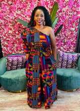 Load image into Gallery viewer, Authentic African Print One-shoulder Jumpsuit