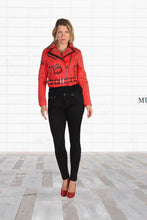 Load image into Gallery viewer, RED FAUX LEATHER STUD JACKET