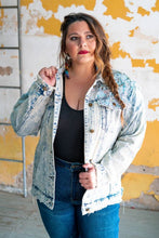 Load image into Gallery viewer, DISTRESSED DENIM JACKET WITH SILVER SEQUIN DETAIL