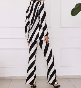 Striped Blazer Pant Set