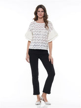 Load image into Gallery viewer, PLEATED SLEEVE METALLIC OFF WHITE TOP