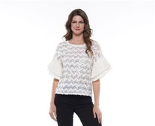 Load image into Gallery viewer, PLEATED SLEEVE METALLIC OFF WHITE TOP