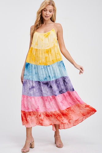 Sleeveless Tie-dye Rayon Knit Dress
