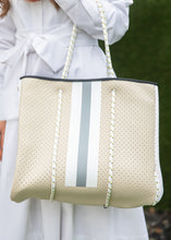 Load image into Gallery viewer, Tan and Grey Stripe Tote