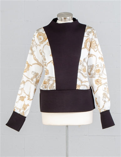 Black/Ivory Print Top