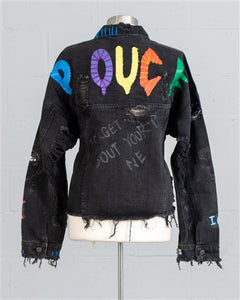 GRAFFITI BLACK DENIM JACKET