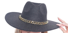 Load image into Gallery viewer, Wide Brim Solid with Chain Fedora Hat