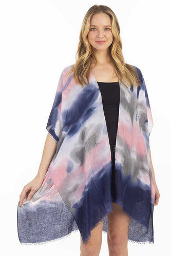 BLUE TIE DYE COVER UP KIMONO