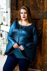 Metallic Jade Bell Sleeve Top