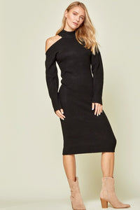 COLD SHOULDER KNIT DRESS
