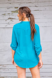 Jade Sheer Top with Curve Hem