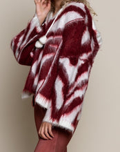 Load image into Gallery viewer, WHITE/BURGUNDY ZEBRA SWEATER