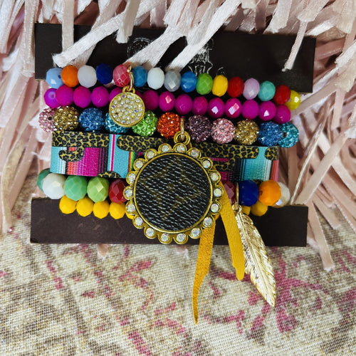 Upcycled Designer Bracelet with Multi Color Beads