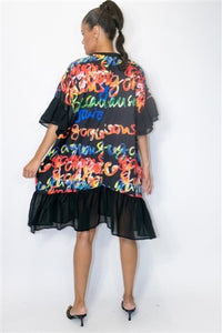 Black Multi Printed Dress