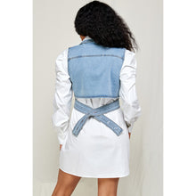 Load image into Gallery viewer, Shirt Dress With Wrap Around Collar Denim Vest