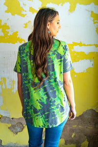 NEON LIME TIE DYE BASIC CREW NECK SHORT SLEEVE