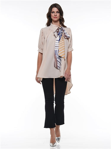 Short Sleeve Hi Lo Scarf Top