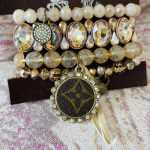 Load image into Gallery viewer, Upcycle Tan Bracelet with Heart Locket