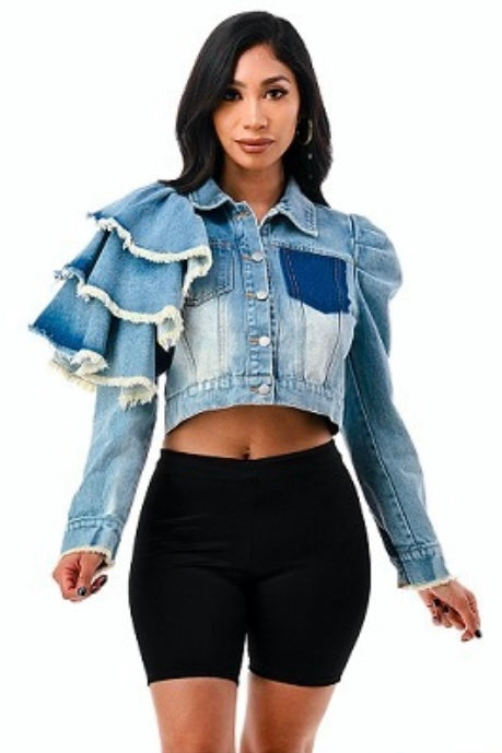 Love Me Crop Jean Jacket