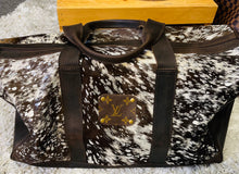 Load image into Gallery viewer, Brown Hair on Hyde Leather Up-Cycled Travel Bag
