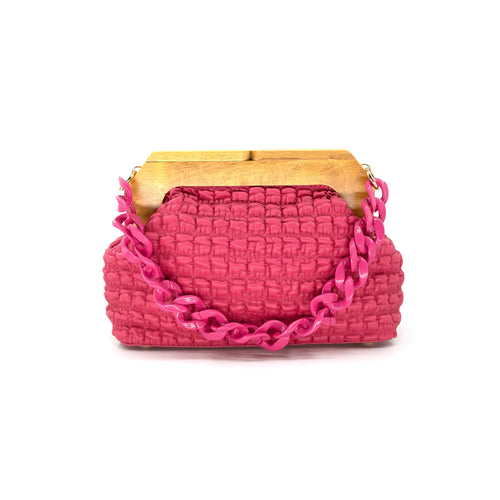 Clutch with Wood Closure and Chain Handle