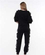 Load image into Gallery viewer, Elastic Waist Pleated Ruffle Trim Jogger Pant