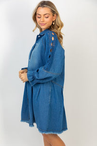 Long Sleeve Solid Woven Dress