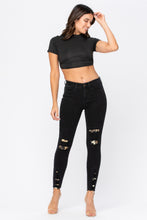 Load image into Gallery viewer, Black Destroyed Leopard Patch Skinny