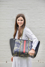 Load image into Gallery viewer, Camo with Red/Black Stripe Tote