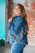 Load image into Gallery viewer, DENIM JACKET WITH BACK FRINGE
