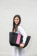 Load image into Gallery viewer, Black and Pink Stripe Tote