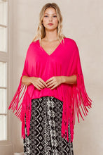 Load image into Gallery viewer, Solid Print Short Sleeves Fringe Poncho
