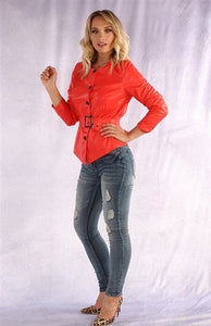 Belted Faux Leather Top