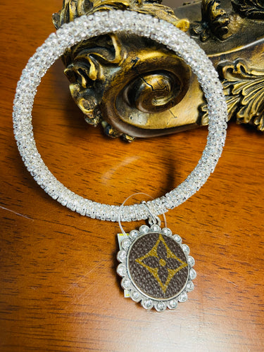 Single Silver Glittered Bracelet with Upcycled Charm