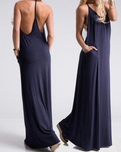 T-back Strap Maxi Dress w/ Pockets