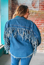 Load image into Gallery viewer, DENIM JACKET WITH BACK FRINGE