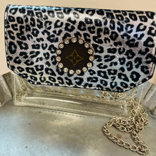 Load image into Gallery viewer, Black and Silver Cheetah Clear Crossbody 2 in 1