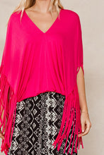 Load image into Gallery viewer, Solid Print Short Sleeves Fringe Poncho