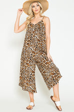 Load image into Gallery viewer, TAUPE ANIMAL PRINT WIDE LEG CAPRI ROMPER