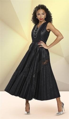 Pleated Lace Accent Dress