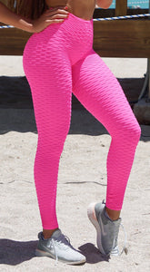 High Waist Brazilian Honeycomb Pink Leggings