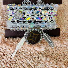 Load image into Gallery viewer, Up Cycled Stretchable Butterfly Bracelet w/Feather