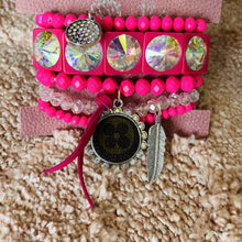 Load image into Gallery viewer, Upcycled Stretchable Pink bracelet with large stones