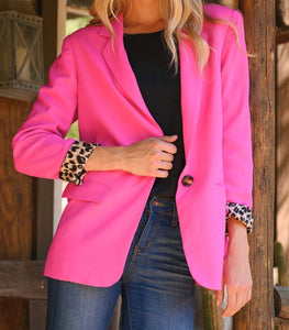 Hot Pink Blazer w/leopard Insert