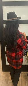 RED/BLACK PLAID BUTTON DOWN SHIRT WITH POCKETS