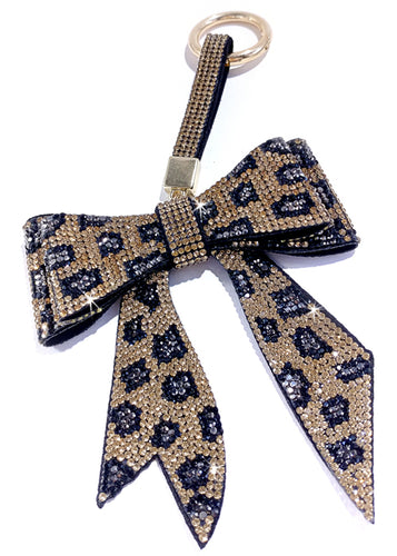 BOW PURSE CHARM - WILD THING LEOPARD GOLD