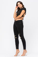 Load image into Gallery viewer, Black Destroyed Leopard Patch Skinny